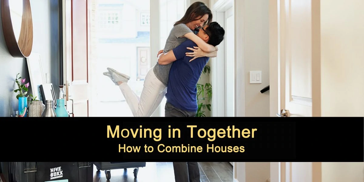Couple embracing during moving day