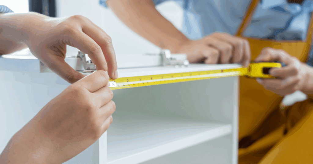 Measuring furniture using a measuring tape