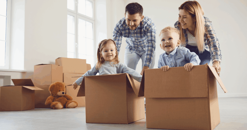 Moving With Kids Helping Packing
